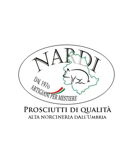 Prosciutto con osso e zampa, 10Kg artigianale-confezione regalo -stagionato 15-16 mesi Alta Norcineria - Prosciuttificio Nardi A