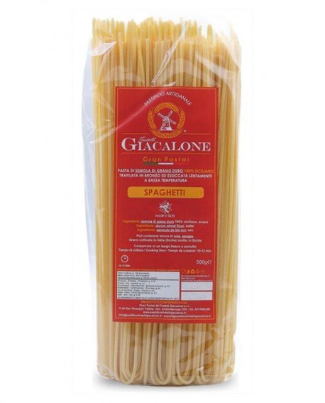 Spaghetti di semola di grano duro siciliano - 500g trafilata al bronzo-Cartone 24 pezzi - Pastificio F.lli Giacalone