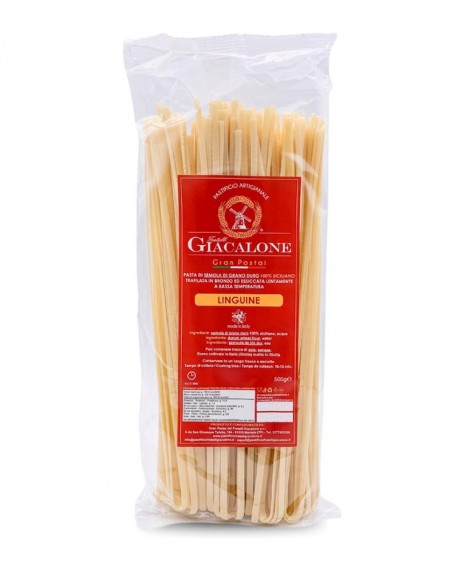 Linguine di semola di grano duro siciliano - 500g trafilata al bronzo-Cartone 24 pezzi - Pastificio F.lli Giacalone